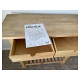 Wood Butcher Block Kitchen Stand with Drawers and Wheels on One End