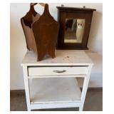 White Painted Cabinet, Mirrored Wall Cabinet & Magazine Rack