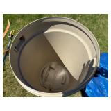 Rubbermaid Trashcan & Large Blue Tarp