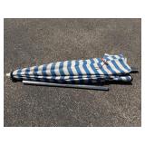 Blue & White Patio Umbrella with Pole