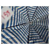 Blue & White Patio Umbrella with Pole