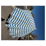 Blue & White Patio Umbrella with Pole