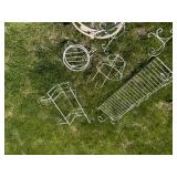 Variety of White Metal Deck Accessories for  Plants