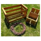 Wooden Crates & Grape Vine Wreath
