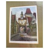 Rothenburg Ernest Geissendorfer Signed Original Color Etching Print from Bavaria Germany