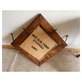 Wooden Oak Table with Oak Mirrored Hat/Coat Rack with Brass Hangers