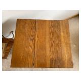 Wooden Oak Table with Oak Mirrored Hat/Coat Rack with Brass Hangers