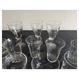 Collection of Etched Glasses in Various Sizes