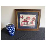 Framed Artwork & Decorative Vase