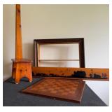 Fabulous Collection of Wood Dcor--Chair, Shelf, Checkerboard and Painting