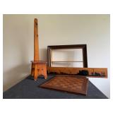 Fabulous Collection of Wood Dcor--Chair, Shelf, Checkerboard and Painting