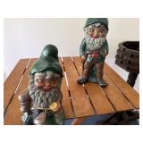 1970 Ceramic Garden Gnomes, Wooden Planter and Outdoor Folding Table