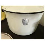 Enamel Ware Cookware with 3 Sizes of Pots, A Coffee Pot & Decorative Tray