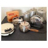 Fun Vintage Lot with Toaster, Fondue Pot, Canisters, Waring Hand mixer & Waffle Maker