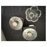 Set of Two Orrefors Discus Votives & Classic Daisy Bowl
