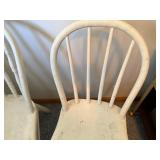 2 White Windsor Style Sturdy Chairs