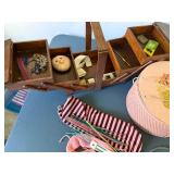 Unique Sewing Basket and Sewing Wooden Box and Knitting Needle Carrier