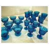 Blue Wine, Water & Dessert Glasses