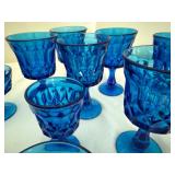 Blue Wine, Water & Dessert Glasses