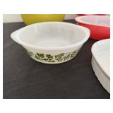 A Great Collection of Pyrex Bowls and One Set in Flamingo Pink Plus a Glassbake Piece