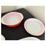 A Great Collection of Pyrex Bowls and One Set in Flamingo Pink Plus a Glassbake Piece