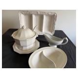 White Serving Pieces--Soup, Veggie, Gravy & Platter