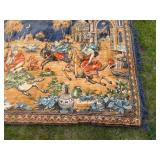 Rare Find Arabian Nights Tapestry Blanket Style Wall Hanging in Red ,Gold, Orange Hues