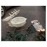 Attractive Reindeer Sleigh, Holiday Garland, Metal Tree and Snowman Decoration