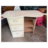 Antique Vanity Makeup Table With Glass Top and Chair