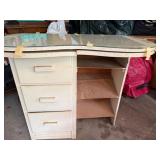 Antique Vanity Makeup Table With Glass Top and Chair