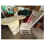 Antique Vanity Makeup Table With Glass Top and Chair