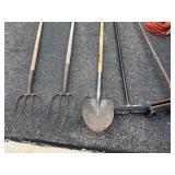 Pitch Forks, Shovel, Broom Lawn Tools  & Orange Electric Cord