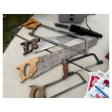 Garage Tools--Shop Vac, Dirt Devil, Space Heater, and Saws