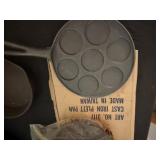 Cast Iron that Includes Griswold Muffin Pan From Erie, PA, Plett Pan, Several Fry Pans
