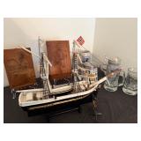 Handcrafted Sailing Ship From the Past, Fabulous Wood Carving & Several Beer Steins