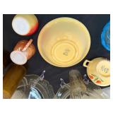Blue, Yellow and Gold Vintage Glassware Lot