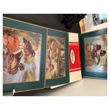 Fujinon 2000 Binoculars, Three Pimpernel Placemats Original Art from Steven Paulson & Bird Book