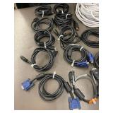 Assorted Collection of VGA, HDMI, and DVI Cables with Coaxial Cable