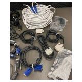 Assorted Collection of VGA, HDMI, and DVI Cables with Coaxial Cable