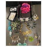 Lot of Fashion Jewelry Necklaces and Bracelets in Decorative Box