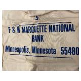 Set of 6 Vintage Bank Money Bags from F&M Marquette National Bank and Norwest Banks