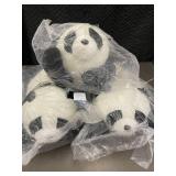 Set of 3 Snugmates Stuffed Panda Plush Toys 10LBs each