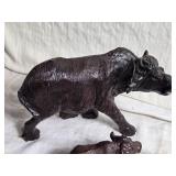 Wooden Rhino and Buffalo Figures - Tallest are about 7"