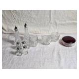 Vintage Glassware including Salt and Pepper Shakers