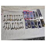 Souvenir Collector Spoons from Various Locations including places like Petersburg, Firenze, Lake Tahoe, and Zermatt