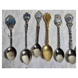 Souvenir Collector Spoons from Various Locations including places like Petersburg, Firenze, Lake Tahoe, and Zermatt