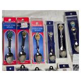 Souvenir Collector Spoons from Various Locations including places like Petersburg, Firenze, Lake Tahoe, and Zermatt