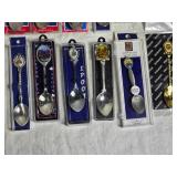 Souvenir Collector Spoons from Various Locations including places like Petersburg, Firenze, Lake Tahoe, and Zermatt