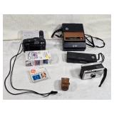 Vintage Camera Collection including a Canon Sure Shot Owl, Kodak Instamatic 100, and Kodak Colorburst 200 instant camera, Flash Bulbs