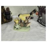 Assorted Bird Figurines and Decorative Vase with Faux Flowers